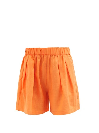 Asceno Zurich High-rise Organic-linen Shorts In Printed