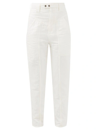 Isabel Marant Kaori Cotton-blend Straight-leg Trousers In White