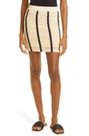 Monrow Stripe Organic Cotton Knit Skirt In Buttercream/ Black