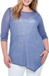 Nic + Zoe Featherweight Angle Linen-blend Knit Sweater In Corn Flower