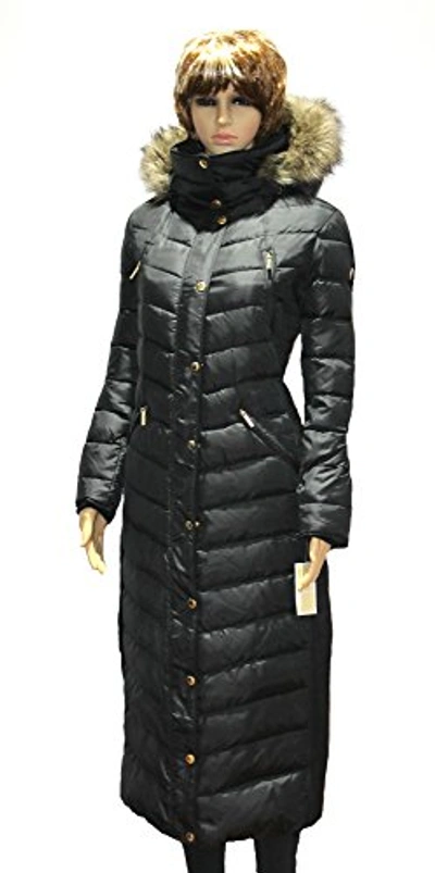 Michael Kors Women's Faux Fur Trim Long Maxi Puffer Coat Authentic Black |  ModeSens