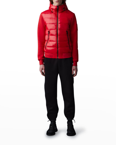 Mackage Men's Frank Mixed-media Hooded Jacket In Red