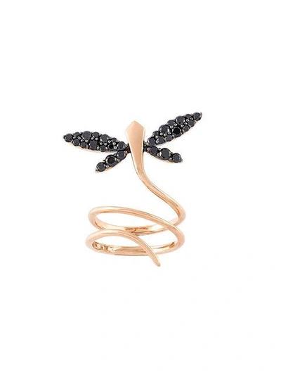 Anapsara Diamond Dragonfly Ring In Metallic