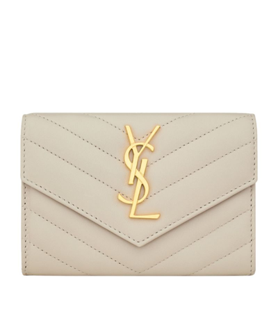 Saint Laurent Monogram Leather Envelope Wallet In Crema Soft