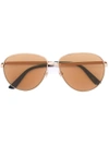 Gucci Round-frame Web-detail Sunglasses In Metallic