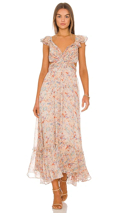Astr Primrose Floral-print Maxi Dress In Peach Multi Floral