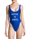 Knowlita The Beach Or Nowhere One-piece Swimsuit In Cobalt