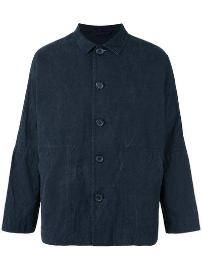 Casey Casey Washed-out Effect Short Jacket In Blue