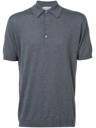 John Smedley Adrian Ribbed-knit Polo Shirt In Grey