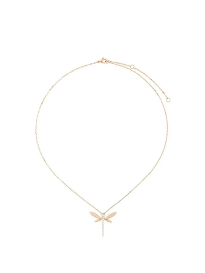 Anapsara Diamond Dragonfly Pendant Necklace In Pink