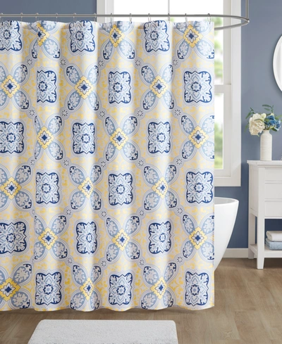 Decor Studio Josie Shower Curtain Bedding In Blue/yellow