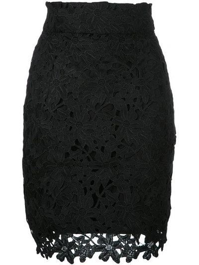 Bambah Floral Lace Patterned Mini Skirt In Black