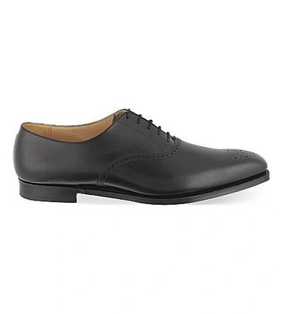 Crockett & Jones Edgeware Punched Leather Oxford Shoes In Black