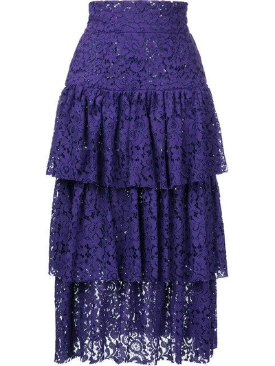 Bambah Layered Midi Skirt In Purple