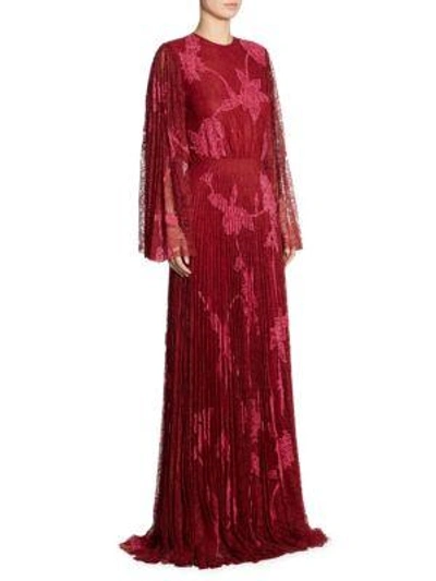 Ahluwalia Modi Floral Lace Gown In Fuchsia