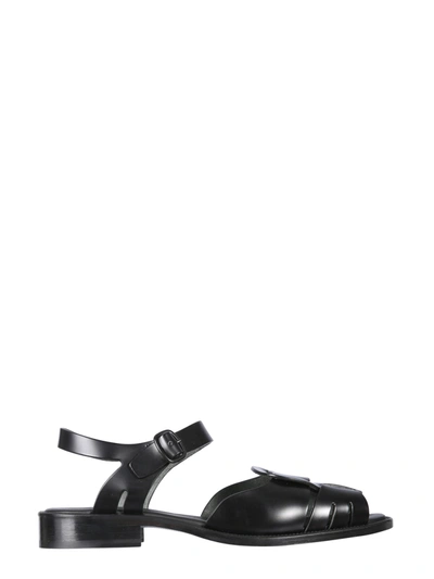 Hereu 'ancora' Cutout Detail Leather Sandals In Black