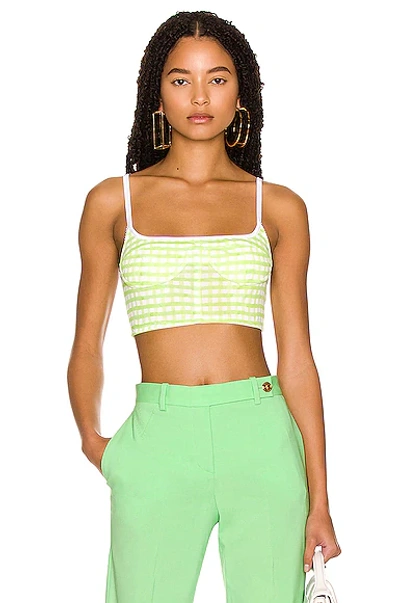 Jacquemus Melo Gingham Stretch-jersey Bra Top In Green