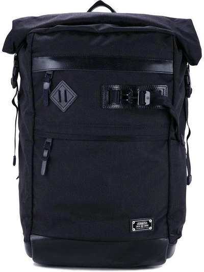 As2ov Ballistic Nylon Roll Backpack In Black