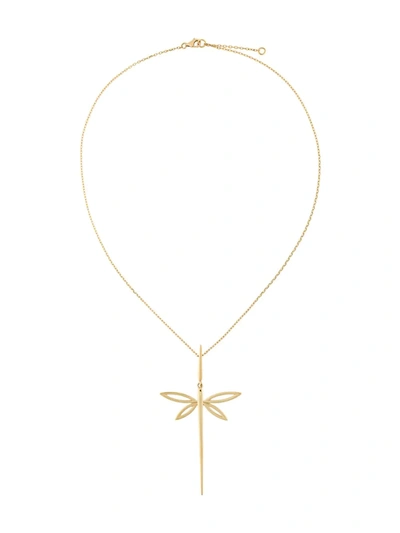 Anapsara Dragonfly Necklace In Yellow Gold