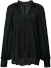 Voz Bishop Sleeve Blouse - Black