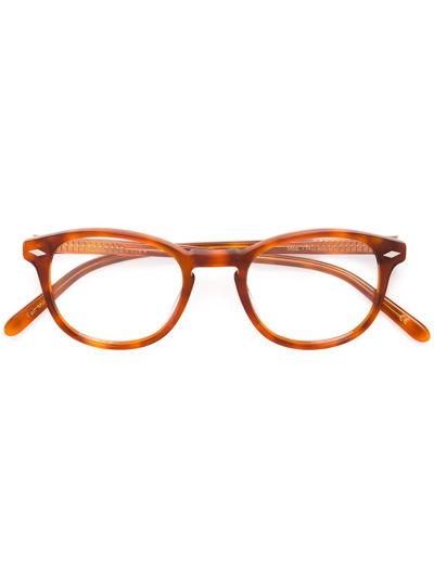 Lesca Round Frame Glasses In Brown