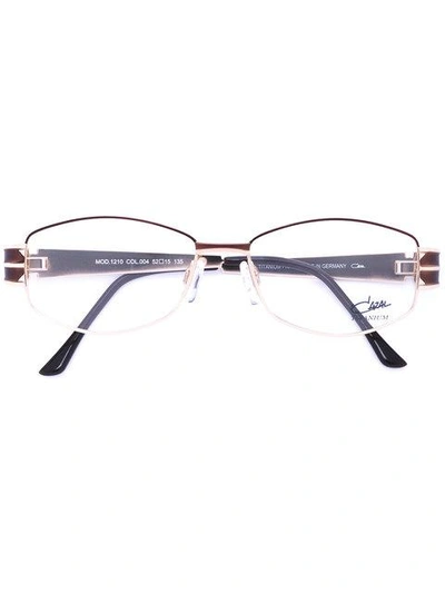 Cazal Enamelled Oval Frame Glasses In Metallic