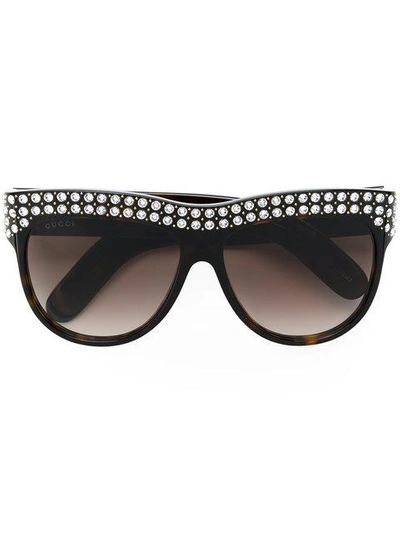 Gucci Eyewear Sonnenbrille Mit Kristallen - Braun