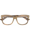 Gucci Square Frame Rhinestone Glasses In Brown