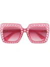 Gucci Eyewear Embellished Oversized Sunglasses - Pink