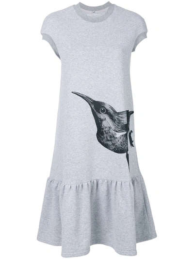 Ioana Ciolacu Bird Print T-shirt Dress In Grey