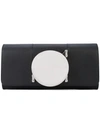 Perrin Paris Le Disc Metallic Detail Clutch Bag In Black