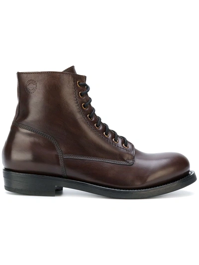 Buttero Lace-up Ankle Boots In Brown