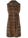 Liska Fur Detail Coat In Brown