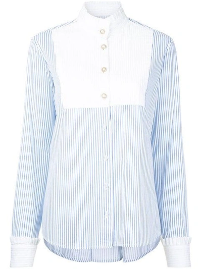 Macgraw High Neck Striped Shirt - Blue