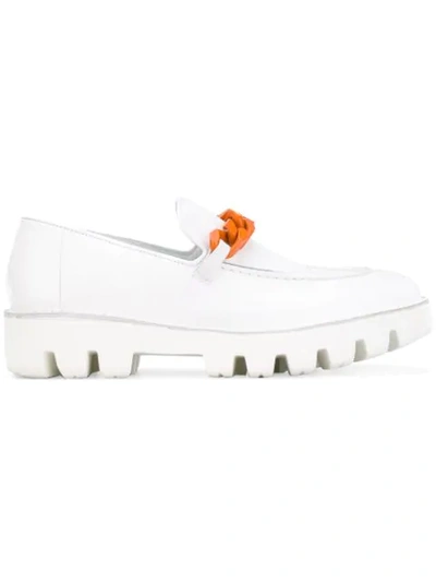 Rocco P Two-tone Chain Detail Loafers In White