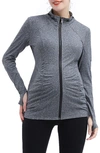 Kimi And Kai Jojo Performance Maternity Jacket In Dark Heather Gray