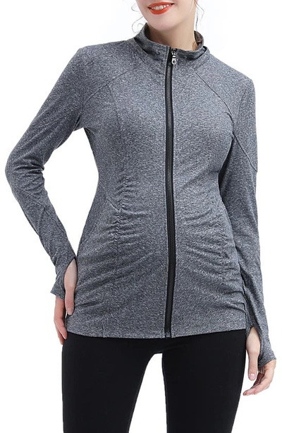 Kimi And Kai Jojo Performance Maternity Jacket In Dark Heather Gray