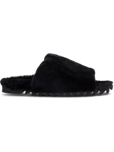 Peter Non Shearling Line Sandals In Black