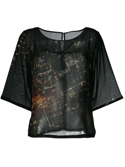 Minimarket Suffix City Print Blouse In Black