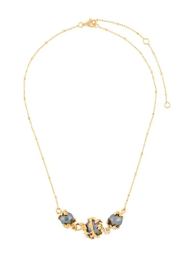Kasun London Three Pearls Necklace In Metallic