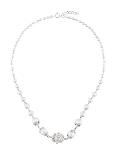 Kasun London Orb & 3 Pearls Necklace In Metallic