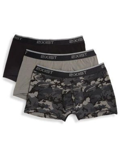 2(x)ist Three-pack No-show Trunks In Blackcamo