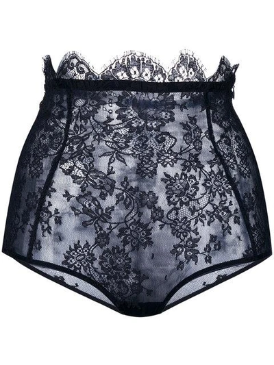 I.d.sarrieri Floral Lace High-waisted Briefs In Blue