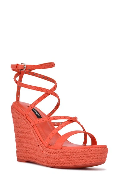 Nine West Hunda Espadrille Platform Wedge Sandal In Blood Orange