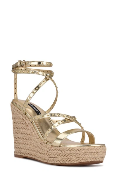 Nine West Hunda Espadrille Platform Wedge Sandal In Gold