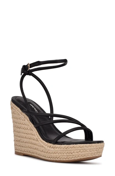 Nine West Women's Hipsta Espadrille Wedge Sandals Women's Shoes In Black