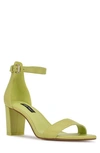 Nine West Women's Pruce Ankle Strap Block Heel Sandals Women's Shoes In Lime Leather