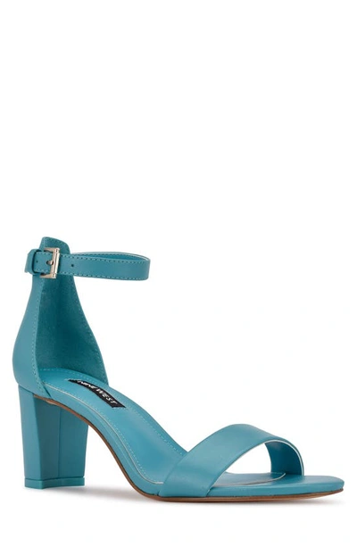 Nine West Pruce Ankle Strap Sandal In Teal Leather