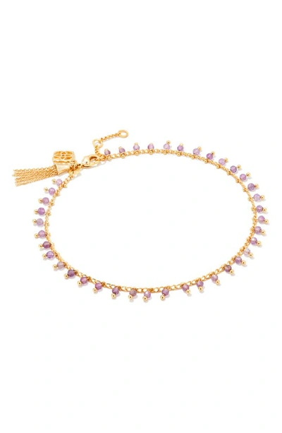 Kendra Scott Jenna Anklet In Gold Purple Amethyst