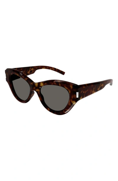 Saint Laurent 51mm Cat Eye Sunglasses In Shiny Dark Havana
